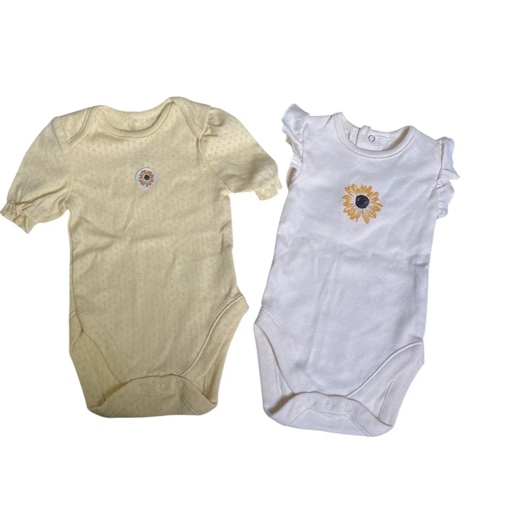 Jessica Simpson Baby Girl 0-3M Bodysuit Sunflower Set Yellow‎ Sleeved Outfit 215
